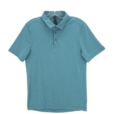LULULEMON Evolution Polo Shirt Blue Heathered Short Sleeve Men  s SMALL