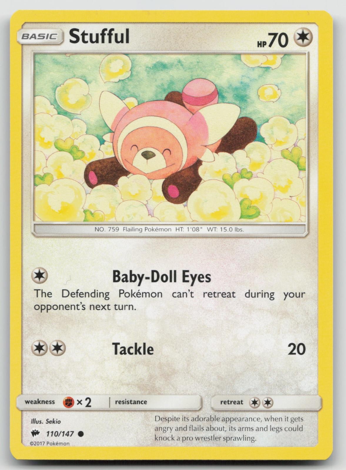 Stufful 110/147 Common Burning Shadows Pokemon Near Mint