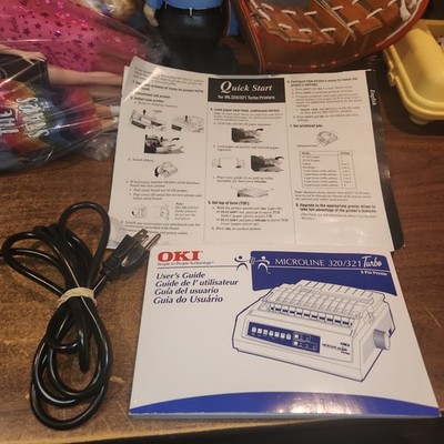 Oki MICROLINE 320 Turbo 9 Pin Dot Matrix Printer Manual, Power Cord NO PRINTER