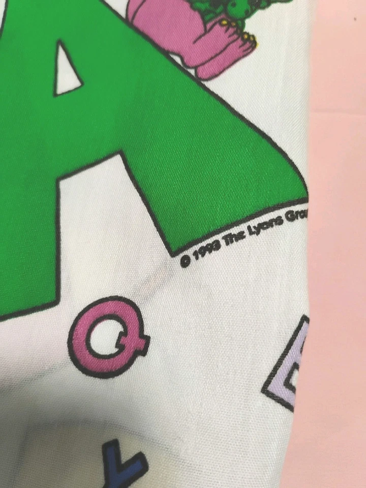 Hoja plana doble de dinosaurio Barney 1993 Lyons Group de colección Foto 2 de 3