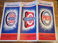 1950s CHAMPLIN OIL CO. Road MAP of OKLAHOMA