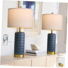 Touch Bedside Table Lamps with USB Ports for Bedroom, 25'' Dimmable Dark Blue