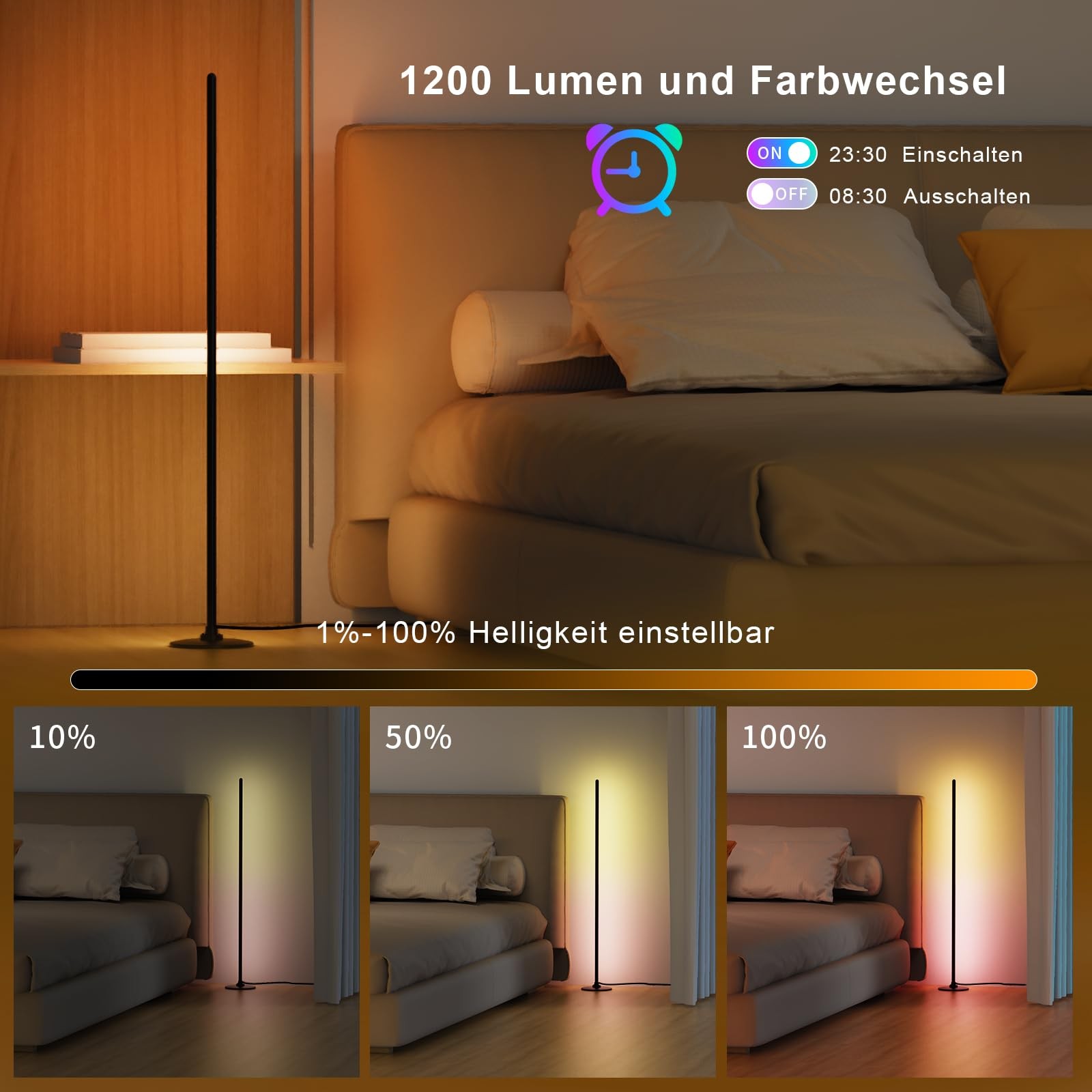 Lampadaire LED RGBICW multicolore synchronisation musicale - 2
