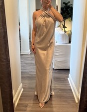 Show Me Your Mumu Jasmine Halter Maxi Dress Champagne Luxe Satin S