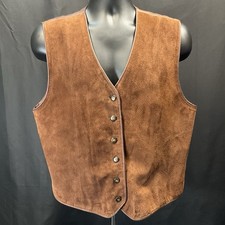 VTG Marsh Landing Men  s Large Brown Leather Front Vest Boho Steampunk 80  s 90  s
