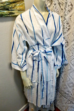 HANDPRINT One Size Art To Wear Indigo Shibori Dyed Cotton Kimono With Sash