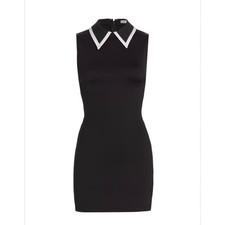 Alice + Olivia Size 6 Black Contrast Collar Sheath Dress NWT