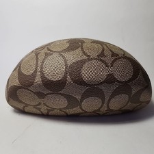 Coach Jacquard Sunglasses Case Hard Clam Shell Tan Brown Signature Logo Glasses