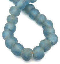 Unique Blue Sea Glass Hand Strung Beaded Statement Necklace