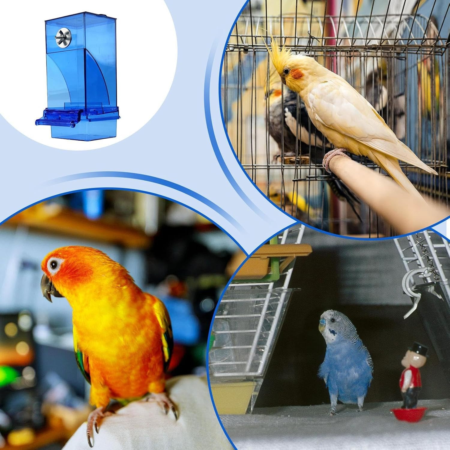 No Mess Bird Feeder Water Dispenser Set, Automatic Parrot Feeder Cage