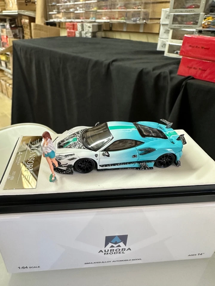 FERRARI F8 TRIBUTO MANSORY WITH FEMALE FIGURE 1/64 CAR BY AURORA MODEL AM - Image 2 of 4