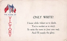 WWI The Flags of Victory Military Patriotic Poem Quote Vtg Postcard I22