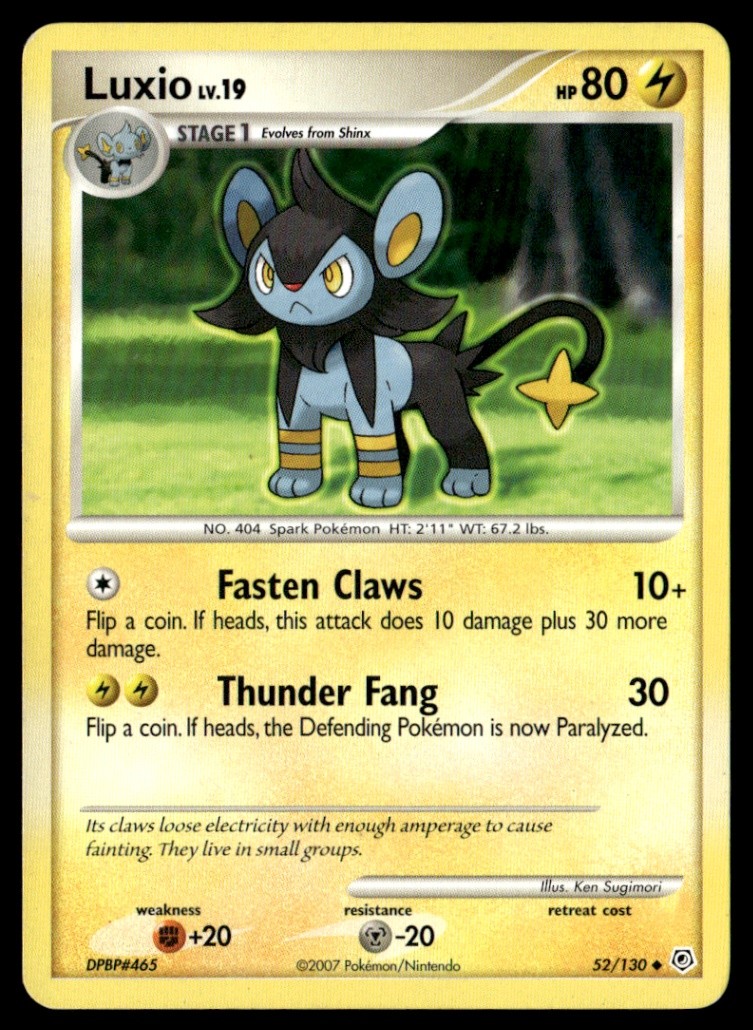 Luxio Uncommon Normal Diamond and Pearl 52/130 NM Pokémon TCG