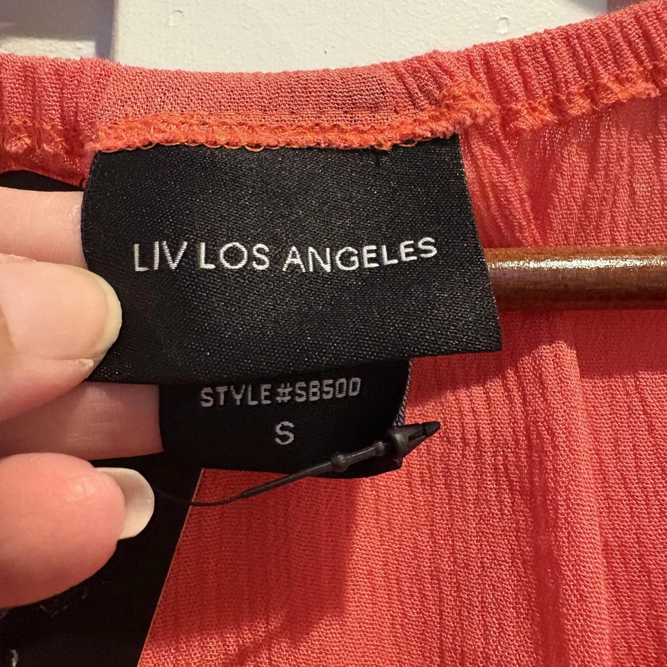 Blusa LIV LOS ANGELES Mujer Pequeña Coral Bordada Boho Campesina Volantes SB500 Foto 2 de 4