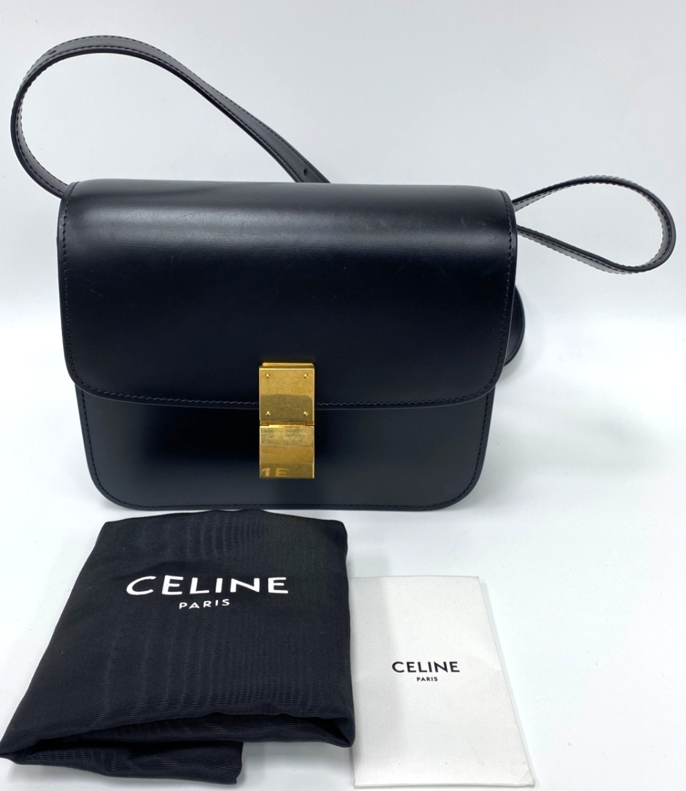 CELINE Mini Box Bag in Classic Black with Gold Hardware for Women