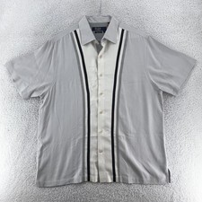 Nat Nast Shirt Mens Large Gray Silk American Fit Bowling Style Button Up Casual
