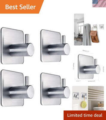 #ad Heavy Duty Stainless Steel Wall Hooks Water Resistant 4 Pack for Bathroom Bed... $16.13
