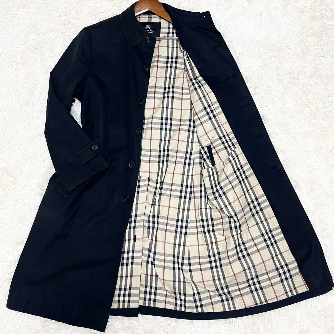 Cappotto Burberry Black Label Balmacaan Nova Check nero da uomo taglia USA S autentico