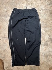 Vintage Y2K Nike Swoosh Windbreaker Black Track Pants, Ankle Zip Size Large