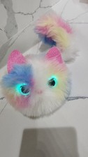 Pomsies Battery Operated Interactive Plush Cat Toy with Rainbow Light-Up Eyes