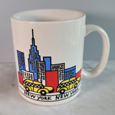 Vintage Mary Ellis New York Coffee Mug Yellow Taxi Cabs & NYC Skyline