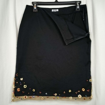 Cordelia Vintage Y2K Cordelia Beaded Sequin Mini Skirt Mesh Hem Slit Black
