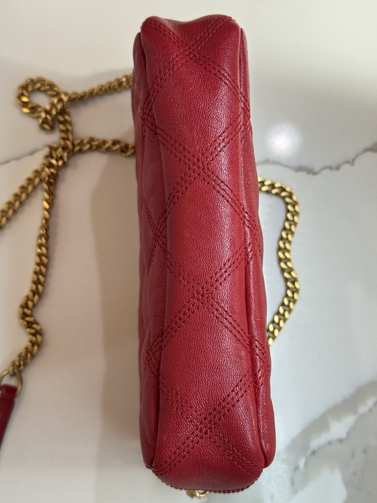 Saint Laurent Borsa Trapuntata Mini Becky Doppia Zip Rouge