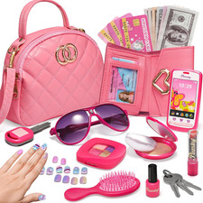 Little Girls Purse, Pretend Play Makeup Kit for Toddler 3-5 4-6, Kids Purses