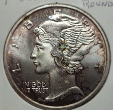1 ounce Silver Round Mercury Head MS/BU Rare Mint State Encapsulated 96.49 per troy oz