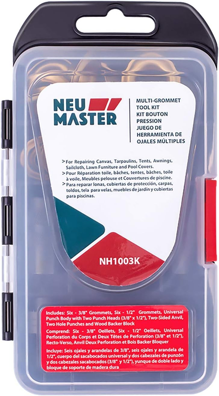 Grommet Kit,3/8" and 1/2" Solid Brass Grommets w/ Eyelets Setting Tool & Storage