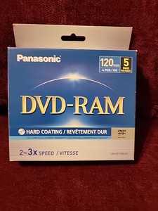 Panasonic DVD RAM Disc 120 MIN 4.7 GB 5 Pack LM-AF120LU5; New ~ NOS