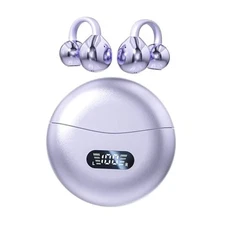 Clip-on Earbuds,Open Ear Earbuds Wireless Bluetooth 5.4, Lightweight Purple