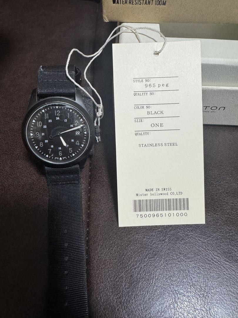 HAMILTON × N.HOOLYWOOD Men's Manual winding Round Black W40mm Analog