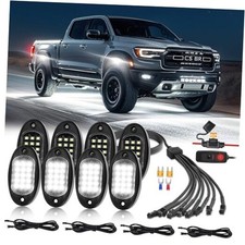 8 Pods White LED Rock Lights for with Switch Extension 8 pods pure white