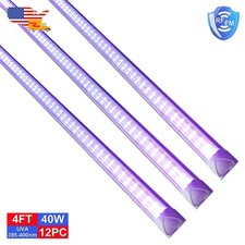 12 Pack UV Led Black Light Fixture 4FT 40WCeiling Mount Fixture DJ Club Lighting