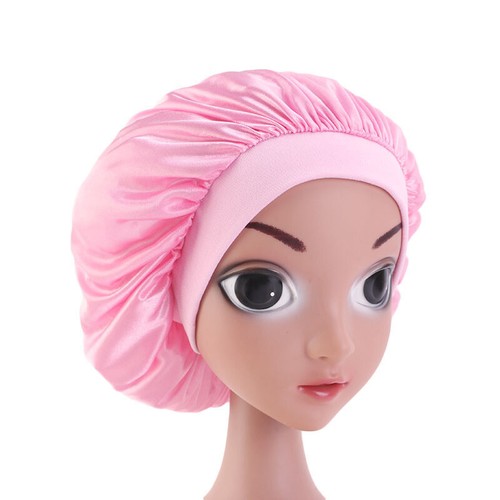 Girls Satin Night Sleep Cap Baggy Bonnet Hat Head Cover Wide Band Adjust Elastic - Picture 9 of 24