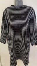 Great Plains Black & White Striped Jersey sweatshirt Dress Size 12