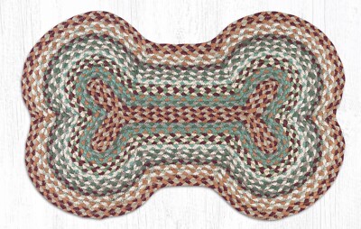Buttermilk and Cranberry Red Dog Bone Shape Rug 18'' x 28'', Braided Jute