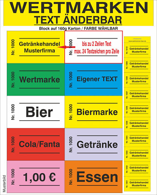 Wertmarken    EIGENER WUNSCHTEXT    Getränkemarken Biermarken Wertbon Bierbon