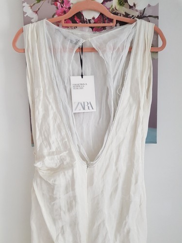 Zara elfenbeinfarbenes Midikleid aus Satin mit Falten, UK-Größe 6-8 XS Tüll geknittert - Bild 7 von 12