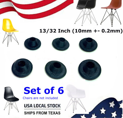 6 Chair Glides Black Eames Eiffel Base Furniture Leg Feet Cover 13/32 Inch /10mm