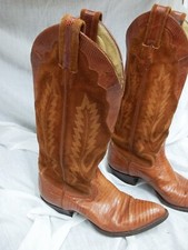 Larry Mahan cowboy boots lizard skin suede womens size 6 B 1 1/2" walking heel