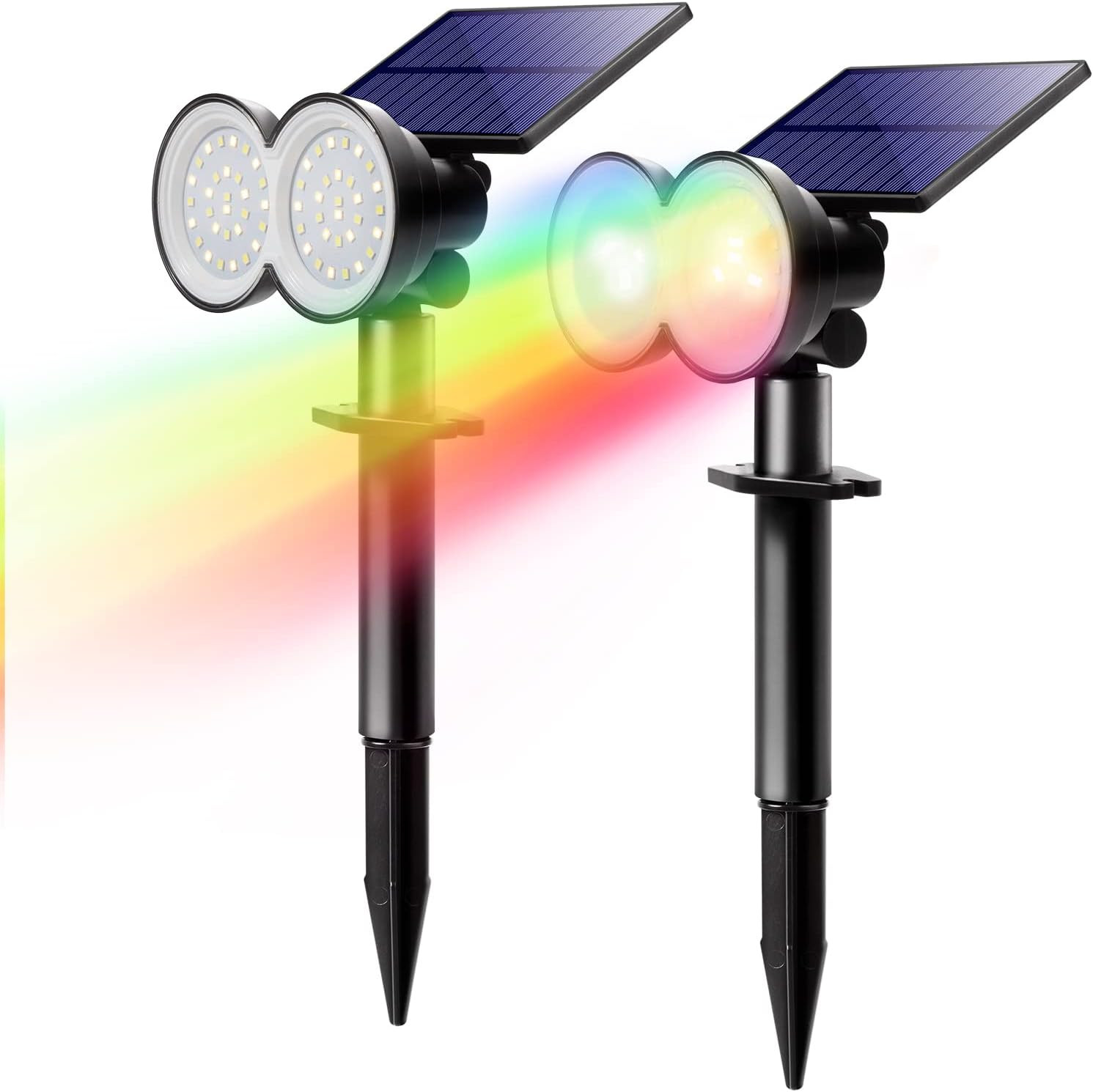 K KASONIC - Solar Spot Lights Outdoor, Color Changing Waterproof LED Solar Lands