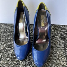 Simply Vera Wang Heels Blue Green Neon Colored Square Toe Size 9M 5" heels