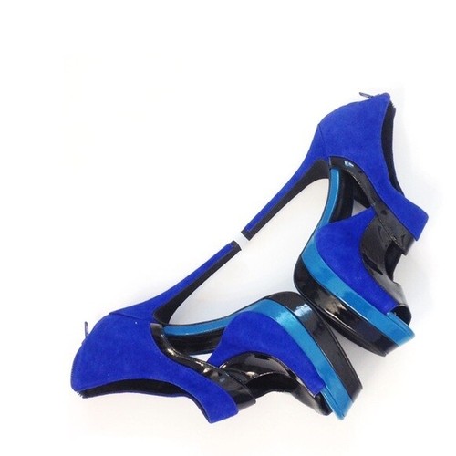 Jessica Simpson Evannan Royal Blue Suede Zip -Back Platform Shootie Heel, 8.5M - Picture 2 of 4