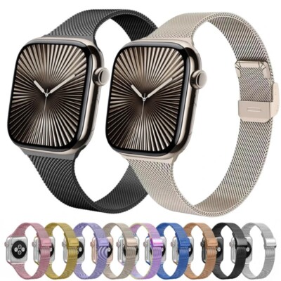 Slim Milanese Strap for Apple Watch Band 10 9 8 7 46mm 45mm 41mm Ultra 49mm Meta