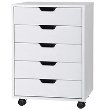 5 Drawer Dresser Storage Mobile File Cabinet  for Bedroom Closet Entryway White