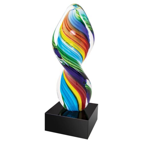 Hand Made glass art sculpture Somewhere Over The Rainbow Twist 10" Gay Art - Afbeelding 1 van 2