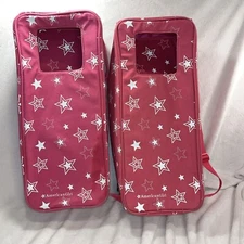 AMERICAN GIRL Doll Carrier Pink Star Travel Tote Carrying Case Retired lot Of 2