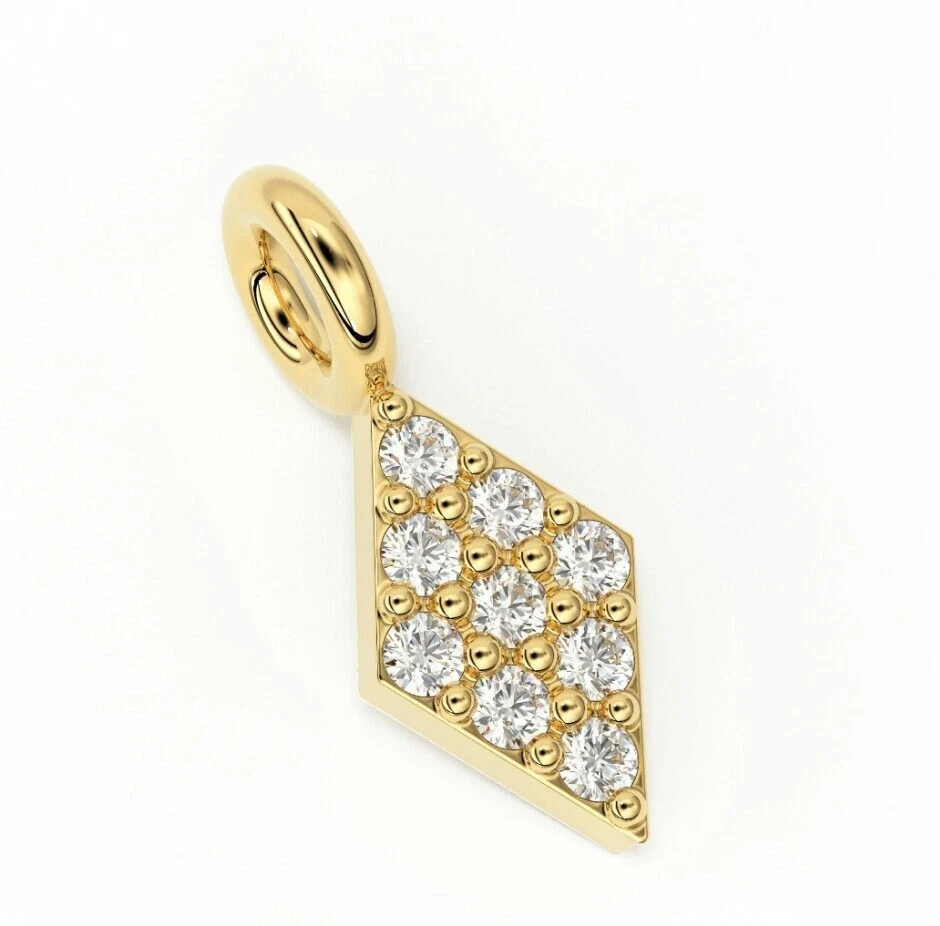 Dije colgante con pavé de diamantes de oro macizo de 14 quilates suministros de joyería encanto de diamantes Foto 2 de 4